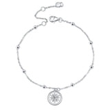 Silver Adjustable Classic Chain Lucky Goddess Star Anklet For Women