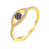 Eye Crystal Zircon Yellow Gold Plated Ring S925 Sterling Silver Explosion Fashion Ring