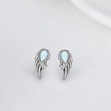 925 Sterling Silver Opal Angel Stud Earrings Jewelry For Women