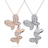 Double Butterfly Full Zirconia Pendant Necklace Designs Wholesale
