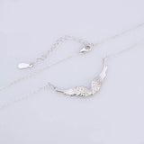 New 925 Sterling silver wing of angel necklace feather chain diy craft fashion jewelry for Women