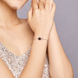 925 Sterling Silver Natural Stone Round Garnet Beads Fruit Chain Bracelets for Women Slide Adjustable Bracelet