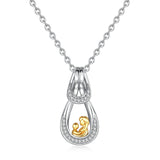Heart shape zircon gold-plated I LOVE U MOM Messages sterling silver necklace pendant for mother's day