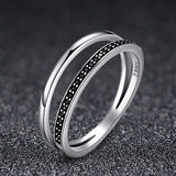 S925 sterling silver black and white music chapter ring oxidized zircon ring