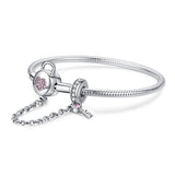  silver zirconia heart key bracelet