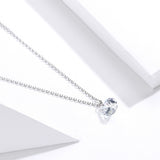 S925 Sterling Silver White Gold Plated Single Zircon Pendant Necklace