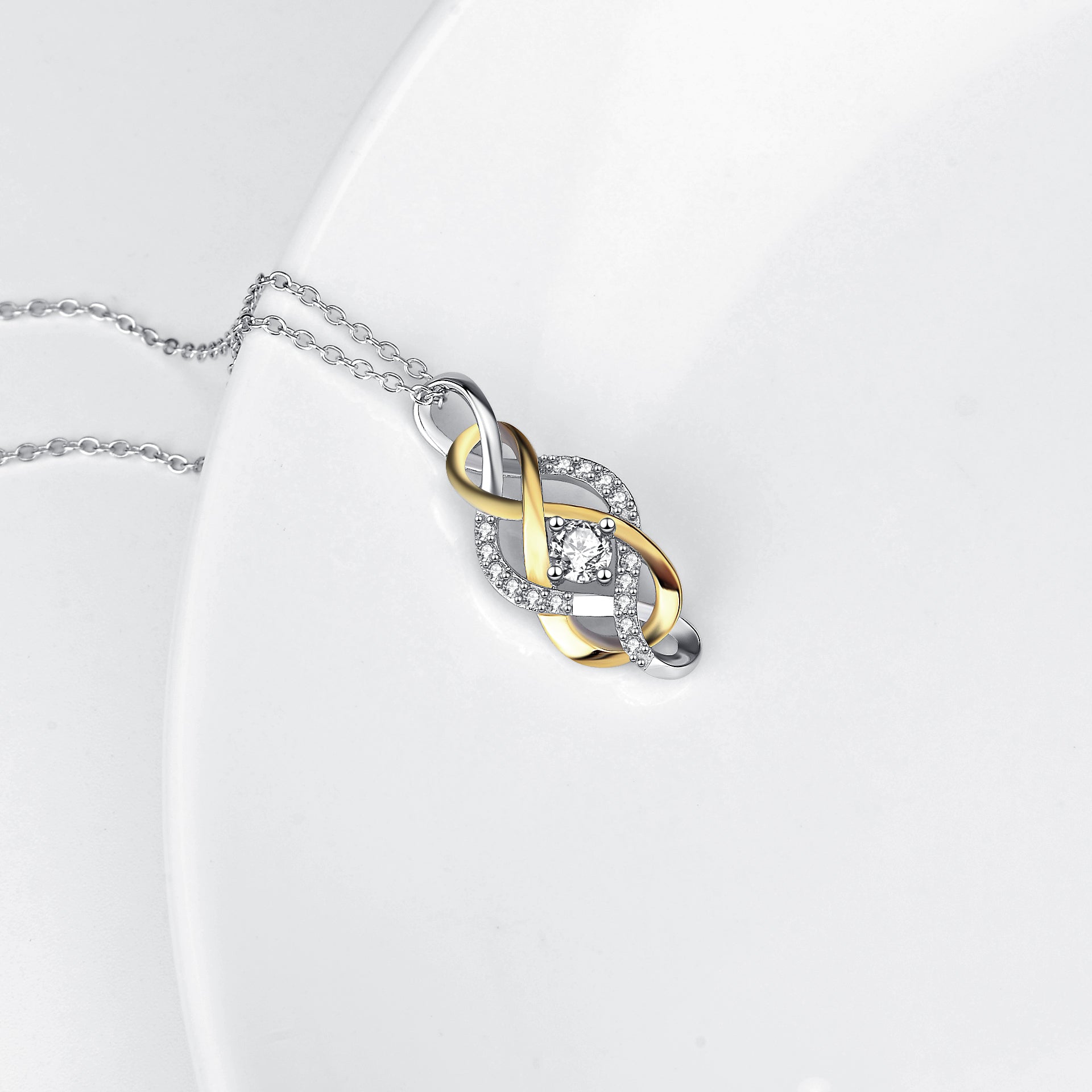 Cubic Zirconia Silver Necklace Women Jewelry Crystal Necklace Heart Shape Love