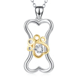 heart dog bone and paw necklace best selling design silver necklace