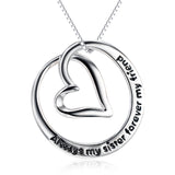 Always My Sister Forever My Friend Love Heart Pendant Necklace 18 inch