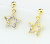 S925 Sterling Silver Micro-Set Round Earrings Female Personality Plated Diamond Star Stud Earrings