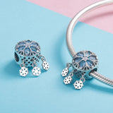 S925 sterling silver Oxidized zirconia snowflake Charms