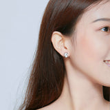 Panda Baby Enamel Silver Stud Earrings for Girl Black and White Animal Ear Studs 925 Sterling Silver Women Gifts