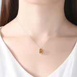  silver Drop-shaped cubic zircon  pendant necklace