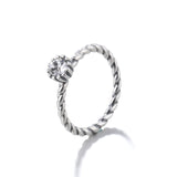 Korean Version Of 925 Silver Ring With cubic zirconia Ring Twist