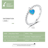 925 Sterling Beautiful Blue Heart Ring Fashion Jewelry For Women
