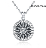 925 Sterling Silver Luxury Vintage Black Cubic Zircon Flower Pendant Elegant Necklace For Women High Quality Jewelry