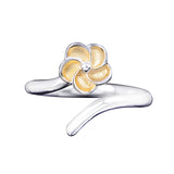 Yellow Flower Rings For Women Design Female Silver Rings