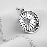 Sunflower necklace daughter carved embossed sterling silver necklace
