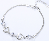 S925 Sterling Silver Small Fresh Heart Amethyst Bracelet