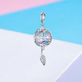 S925 sterling silver white gold plated zircon eternal flower dangle charms