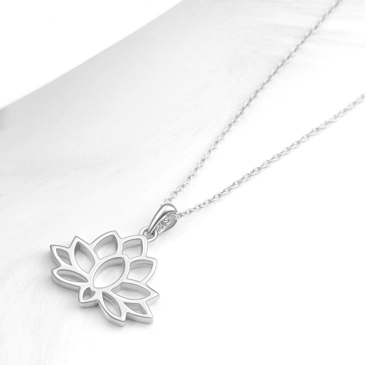 Water Lily Plant Engraved Hollow Necklace Design Lotus Favorite Necklace