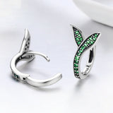 925 Sterling Silver Spring Collection Flower Buds Green CZ Hoop Earrings for Women Sterling Silver Jewelry