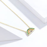 S925 Sterling Silver Rainbow Pendant Necklace Gold Plated Zircon Necklace