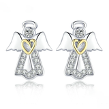Silver Guardian Angel Exquisite Stud Earrings