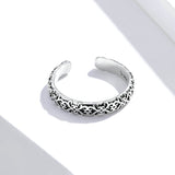 Vintage European Pattern Adjustable Finger Rings for Women and Men 925 Sterling Silver Punk Style Jewelry