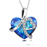 S925 Sterling Silver Creative Micro-Inlaid Austrian Element Crystal Love Pendant Necklace Jewelry Cross-Border Exclusive