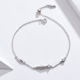 S925 sterling silver zircon white gold-plated feather bracelet