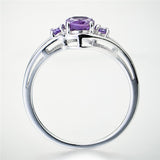 925 Sterling Silver Natural Amethyst and Cubic Zircon Rings With Rhodium Plating