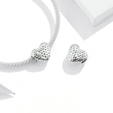 925 Sterling Silver Starlight Heart Beads Charm For Bracelet  Fashion Jewelry For Gift
