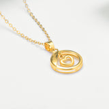 18K Gold Love Lettering Heart Shaped Hollow Geometric Pendant Necklace