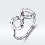 S925 Sterling Silver Love Infinity Ring white gold plated cubic zirconia ring