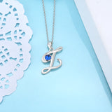 New Collection Sterling Silver Blue Round Cubic Zirconia W Necklace
