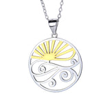 Yellow Sun Hollow Bright Circle Design Necklace Chain Necklace