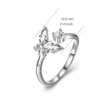 Butterfly Opening Adjustable Ring Rhodium Plating Jewelry Ring
