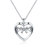 heart shape  bones Ribbon Bow S925 sterling silver necklace pendant fashion pop jewelry