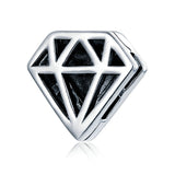 925 Sterling Silver Black Diamond shape Charms For DIY Bracelet Precious Jewelry For Women