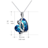 Mother's Day I Love You Heart Design Necklace Blue Crystal Necklace