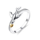 Letter pigeon gold-plated zircon ring S925 sterling silver wild Valentine's Day gift