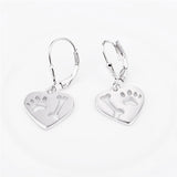Heart Drop Bone And Puppy Paw Hollow Engraved Earrings Design