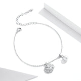 Shell and Pearl Link Chain Bracelets for Women 925 Sterling Silver Bracelets with Charms Anniversary Gifts