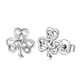 Authentic 925 Sterling Silver Lucky Cletic Knot Stud Earrings for Women Girls Trendy Fashion Silver Jewelry Two Size