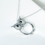 Cute Animal Owl Shaped Necklace Wholesale 925 Sterling Silver Jewelry For Woman And Man