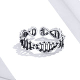 Original Design 925 Sterling Silver DNA Open Adjustable Finger Rings for Women Free Size Ring Fashion Jewelry