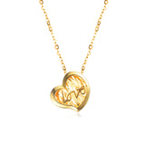18K Gold Love Pattern Hollow Pendant Necklace