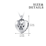 Pappy Cat Paw Ashes urn necklace Heart Shape For Commemorates Necklace