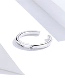 925 Sterling Silver Simple Sunshine Engrave Adjustable  Rings Precious Jewelry For Women